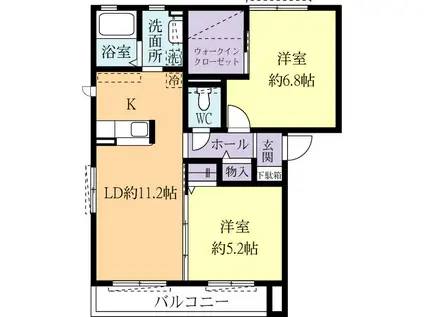 ETO-SB棟(2LDK/2階)の間取り写真
