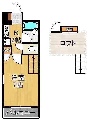 PLイースト医生ヶ丘II(1K/2階)の間取り写真
