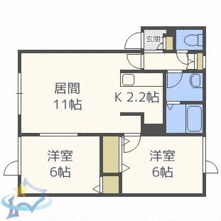パーセルN14(2LDK/2階)の間取り写真