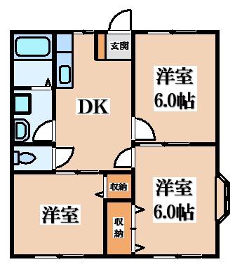 マンションクララ(3DK/2階)の間取り写真