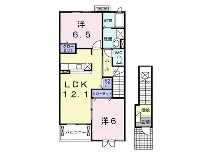 プレジールI(2LDK/2階)の間取り写真