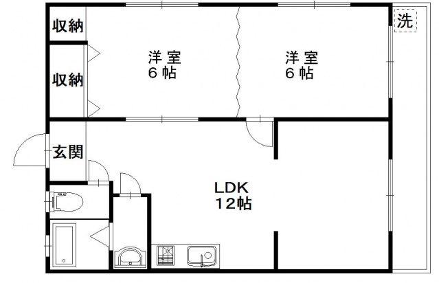 仲野マンション(2LDK/3階)の間取り写真