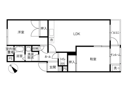 ジュエリア(2LDK/1階)の間取り写真