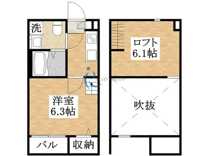 CHOROS(1K/2階)の間取り写真