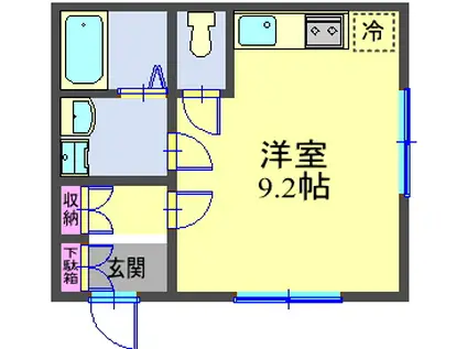 HOBBYS(ワンルーム/1階)の間取り写真