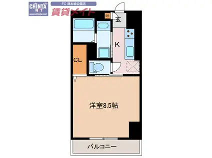 SKY&EARTH(1K/3階)の間取り写真