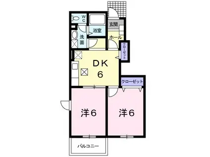 キャピタル広瀬 II(2DK/1階)の間取り写真