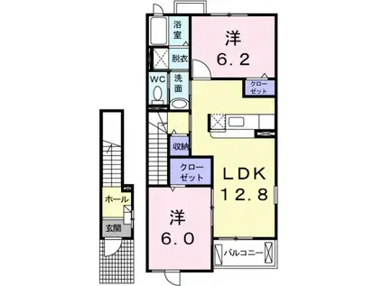 グリーンティアラI(2LDK/2階)の間取り写真