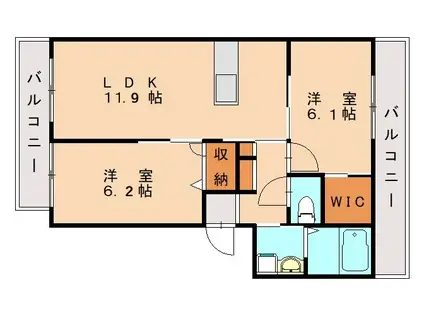 マドマール宰都(2LDK/3階)の間取り写真