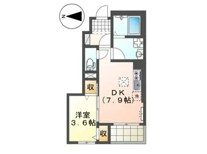 ラ・プレールI(1DK/1階)の間取り写真