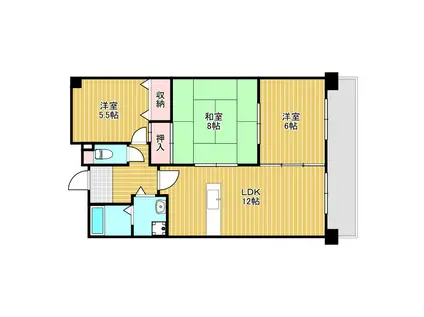 パラッツオ・デラ・ルナ(3LDK/5階)の間取り写真