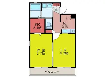 ラリューメルエム(1LDK/2階)の間取り写真