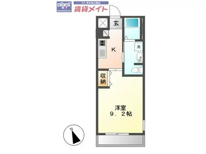 グレーシアII(1K/1階)の間取り写真