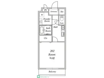 リッツウェアハウスH&M(1K/2階)の間取り写真