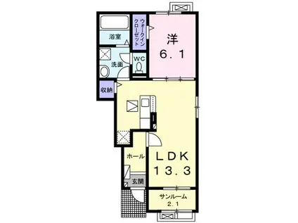 ヴィラ ハナブサ2番館(1LDK/1階)の間取り写真