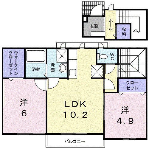 カーサエスペリオ(2LDK/2階)の間取り写真