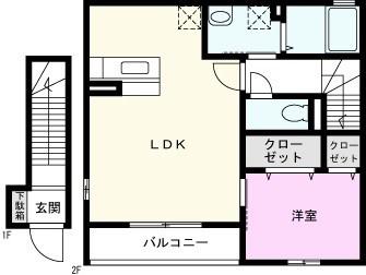 プラセール(1LDK/2階)の間取り写真