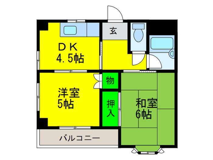 ISE伊勢綾園7703(2DK/3階)の間取り写真