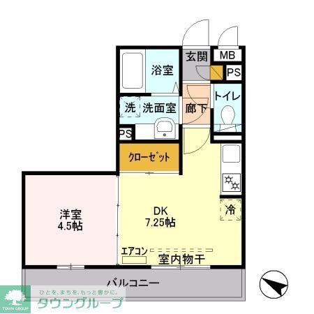 サンブリエ(1DK/2階)の間取り写真