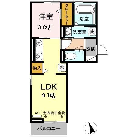 ルミエール(1LDK/3階)の間取り写真