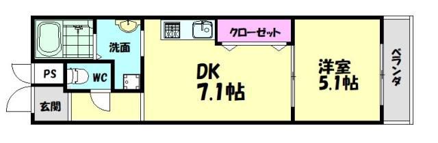 フジパレス浜寺サウスI番館(1DK/3階)の間取り写真