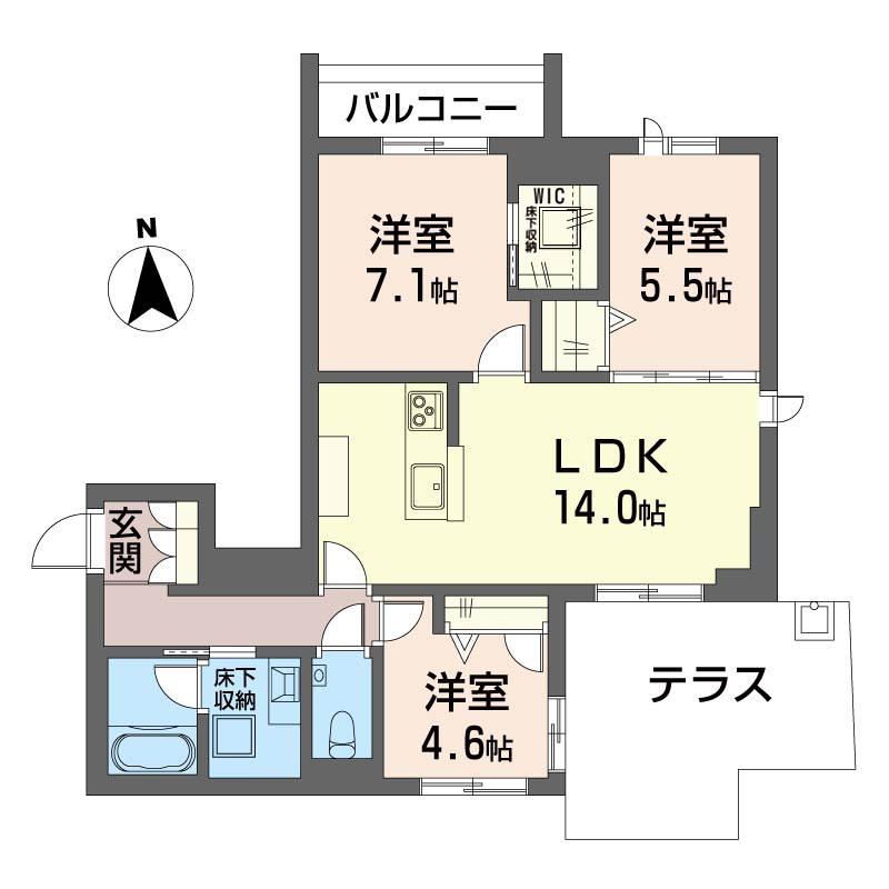 クオリスタ(3LDK/1階)の間取り写真