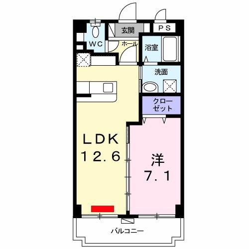 シャトレイユ ミオ(1LDK/1階)の間取り写真