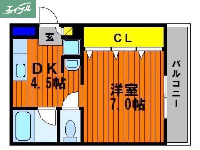 サンライズマンション(1DK/1階)の間取り写真