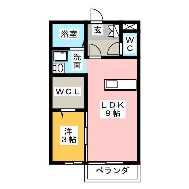 近鉄名古屋線 江戸橋駅 徒歩11分 2階建 築19年(1LDK/2階)の間取り写真