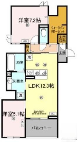ビルゴ中吉野(2LDK/3階)の間取り写真
