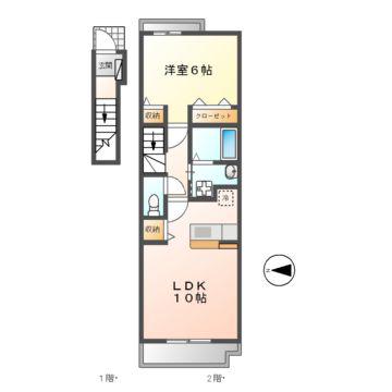 プチ・パステ-クII(1LDK/2階)の間取り写真