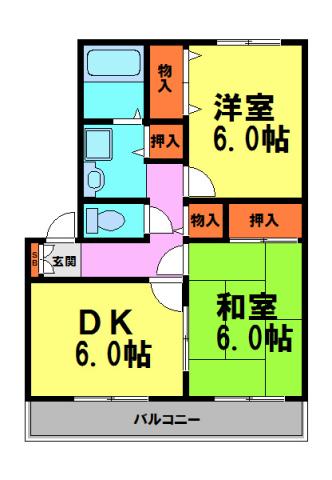 セジュールARAKI(2DK/2階)の間取り写真