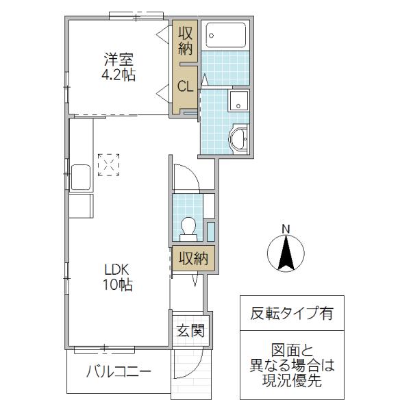 ニュー インプレスC(1LDK/1階)の間取り写真