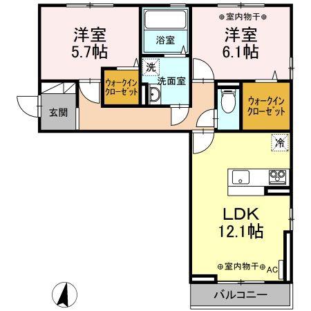 ラトン・ラヴール(2LDK/2階)の間取り写真