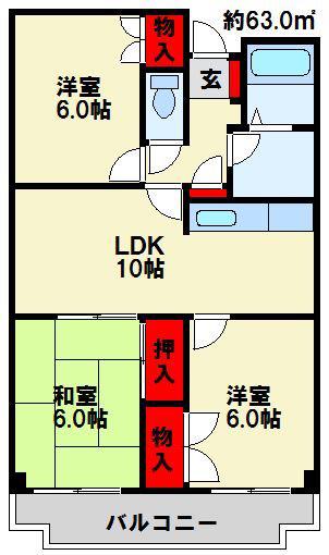 ラ・ファミーユ(3LDK/4階)の間取り写真