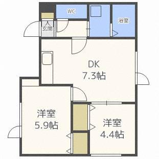 アメニティ麻生(2DK/2階)の間取り写真