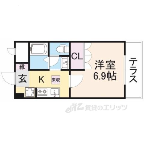 レジェンドール西ノ京(1K/2階)の間取り写真