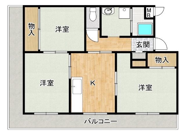 石山ハイツ(3DK/3階)の間取り写真