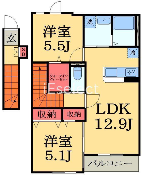 コスモス(2LDK/2階)の間取り写真