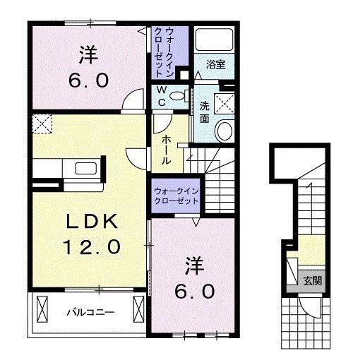 アンダンテ(2LDK/2階)の間取り写真