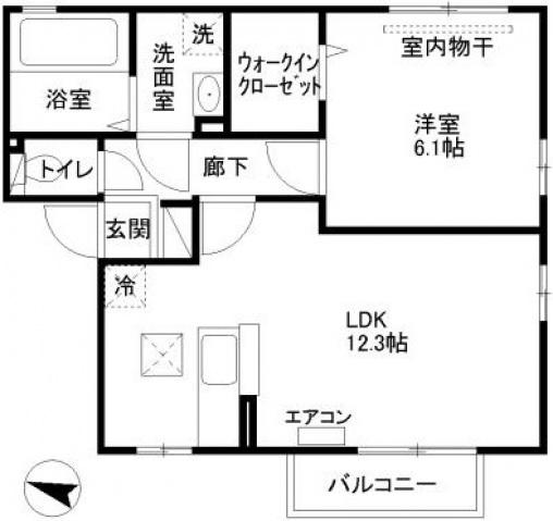 エスペランスII(1LDK/1階)の間取り写真