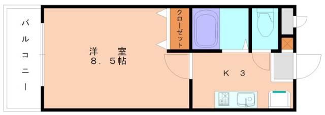 ヤマゼンロイヤルパレス(1K/3階)の間取り写真