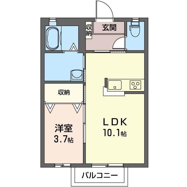 マストライフ高崎上大類A棟(1LDK/2階)の間取り写真