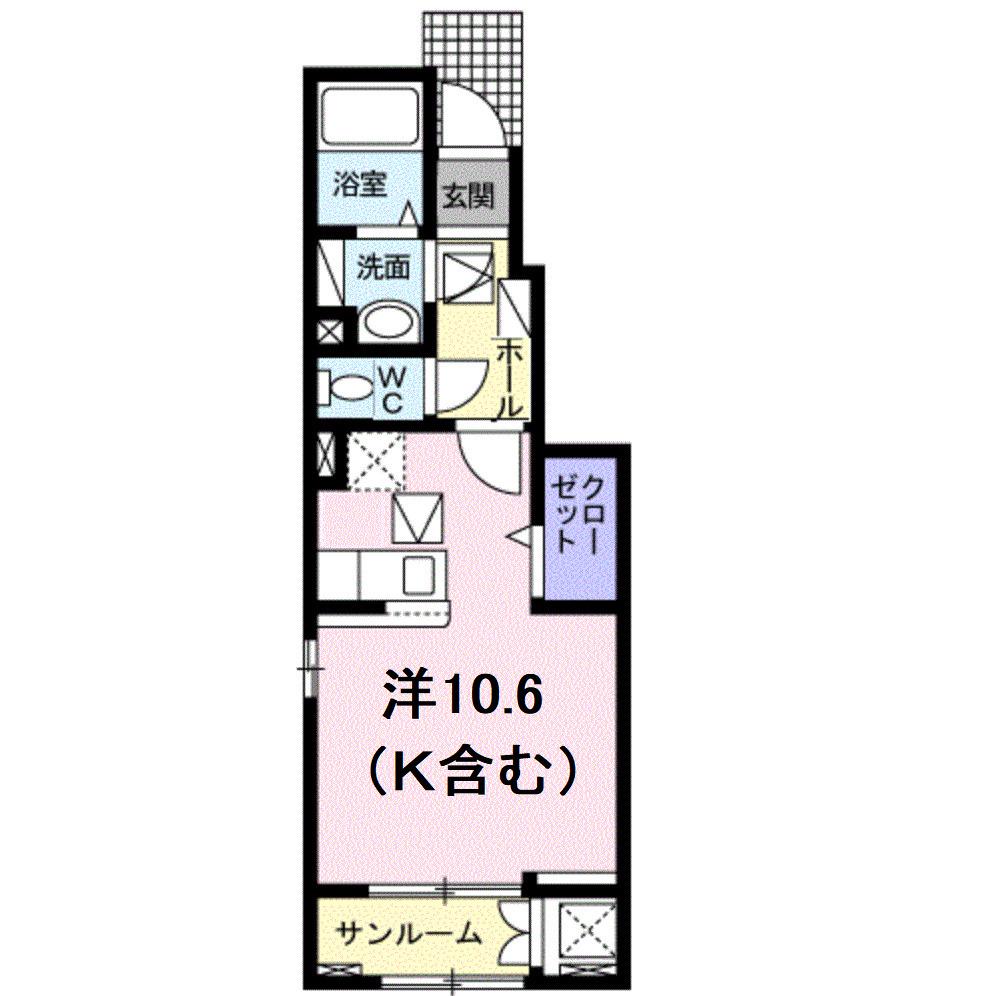マルベール(ワンルーム/1階)の間取り写真