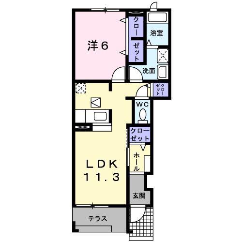 パインスクエアノースB(1LDK/1階)の間取り写真