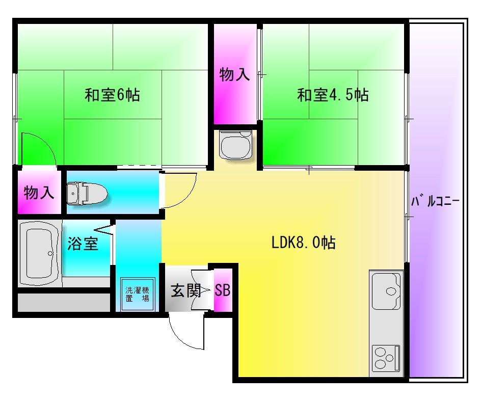 フジイハイツA棟(2LDK/1階)の間取り写真