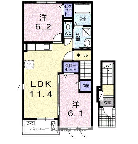 レジリエンスB(2LDK/2階)の間取り写真