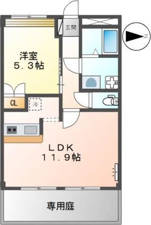 ベルメゾン・ルージュ(1LDK/1階)の間取り写真