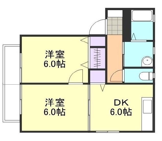 アンダルシアA棟(2DK/1階)の間取り写真