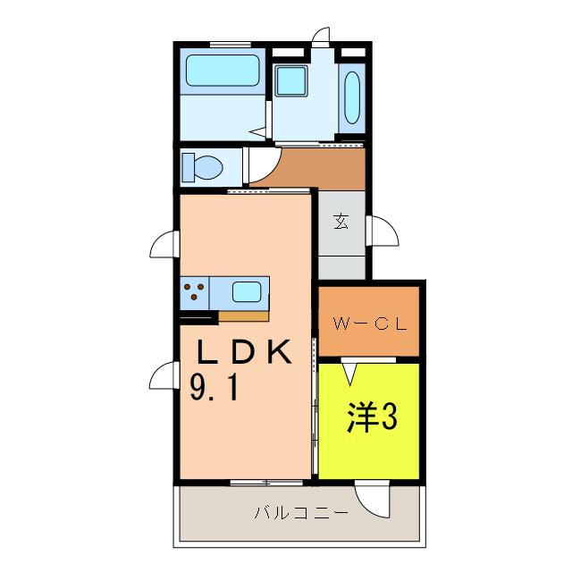 リーリエ(1LDK/3階)の間取り写真